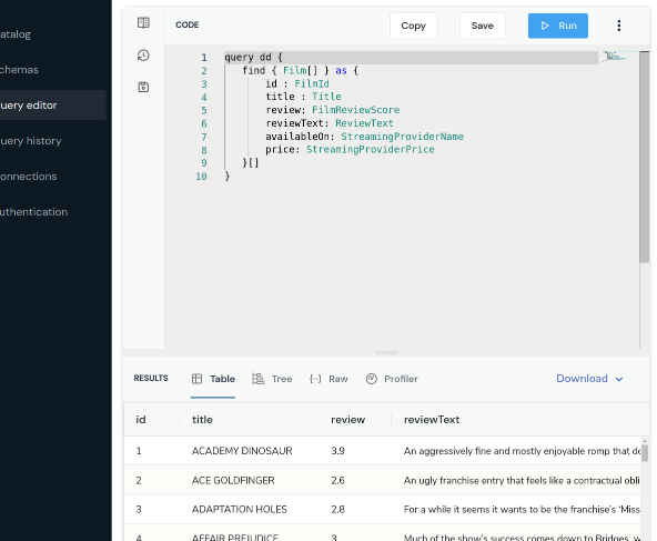 Publish your query as an HTTP endpoint, to consume from UIs.